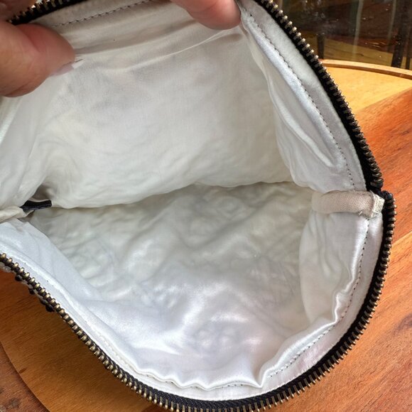 Beaded Black & White Clutch Purse With Geometric Pattern - Picture 5 of 7